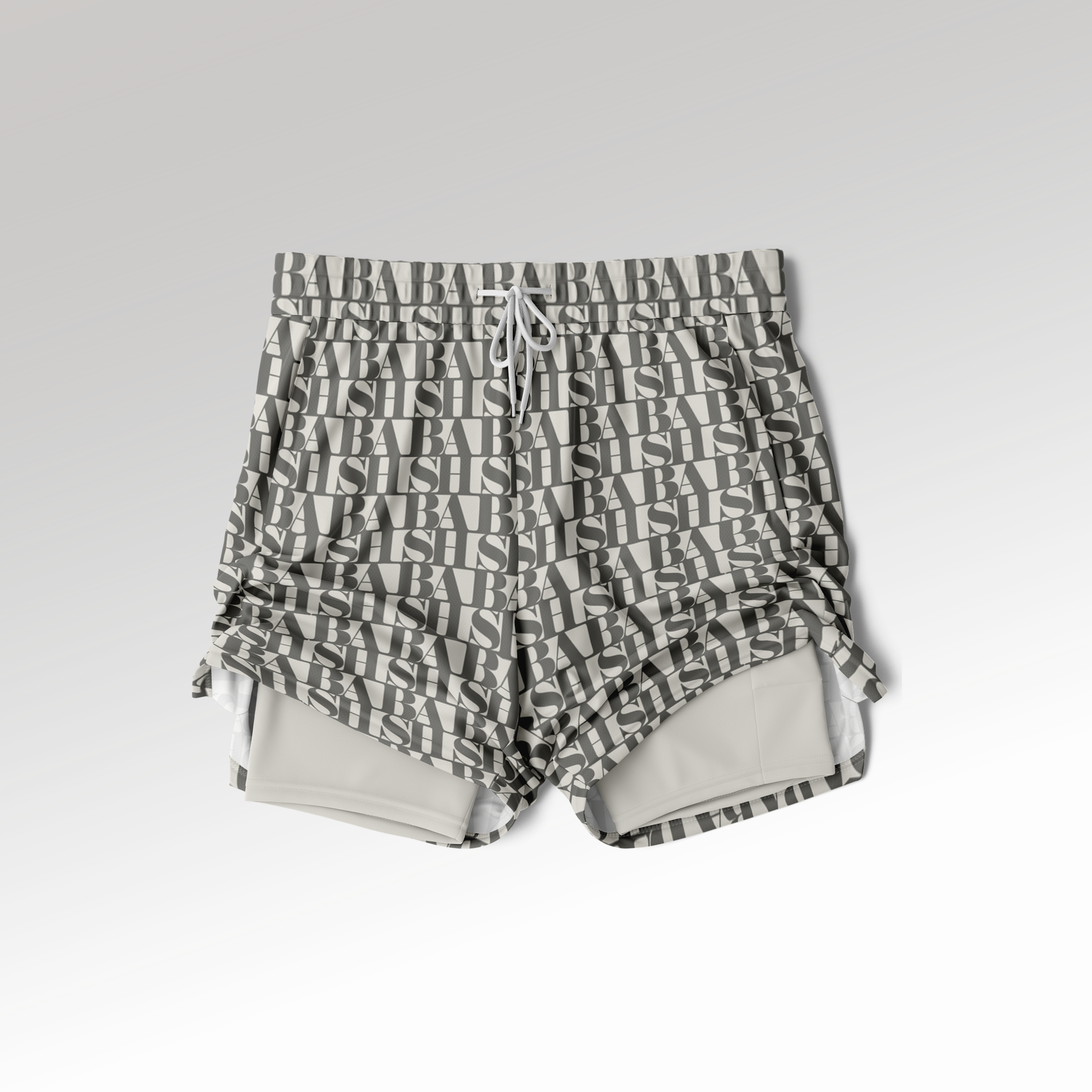 BASH Monogram 2-in-1 Athletic Shorts CRÈME