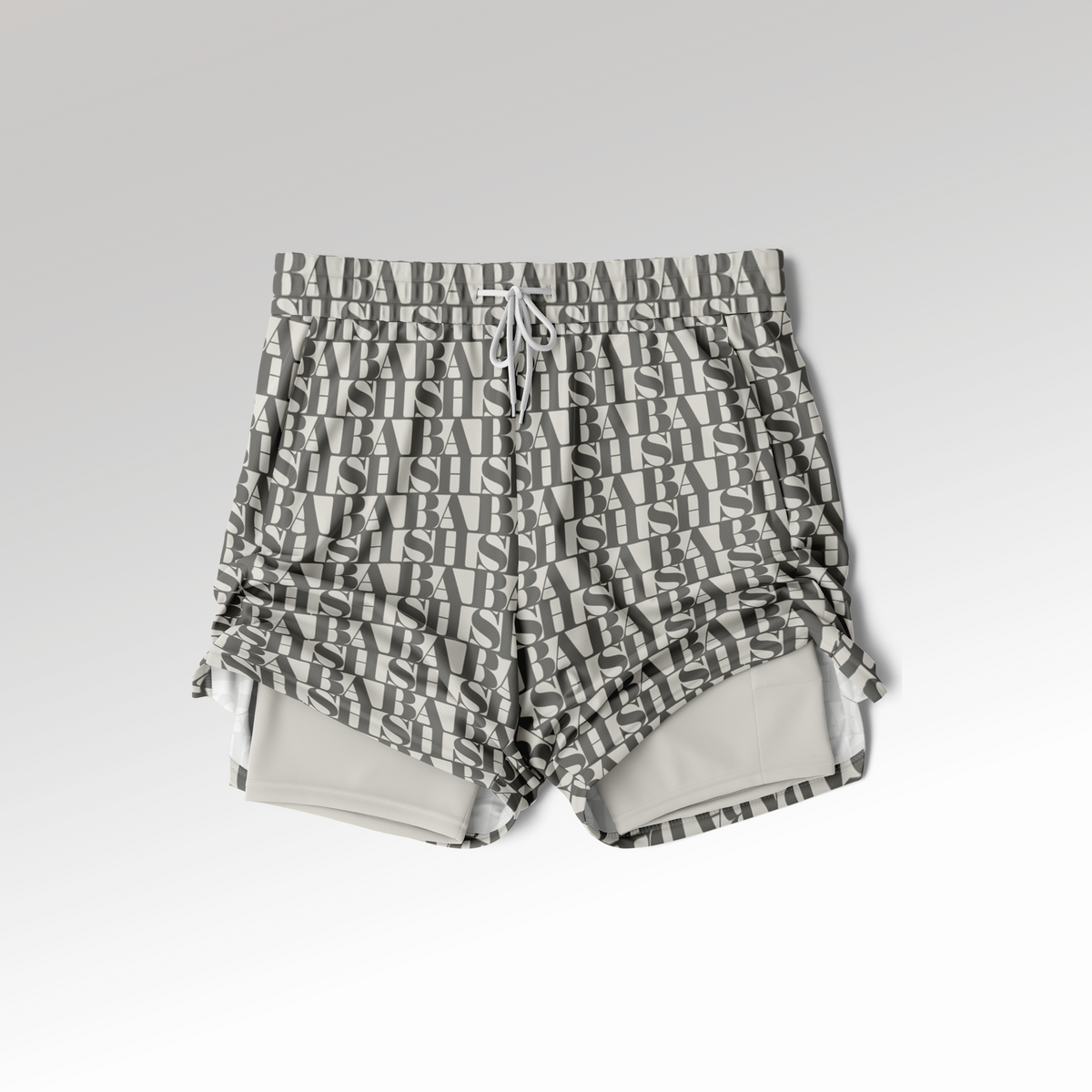 BASH Monogram 2-in-1 Athletic Shorts CRÈME